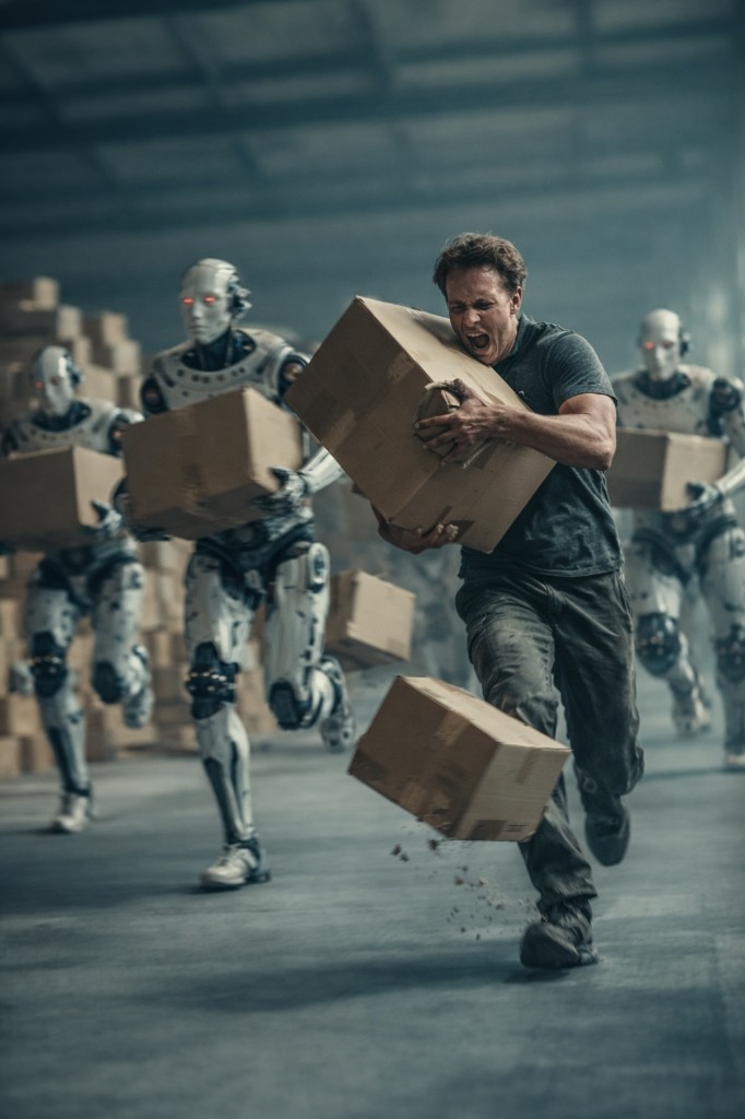 A leader running under pressure as machines close in